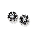 Black & Clear CZ Flower Studs